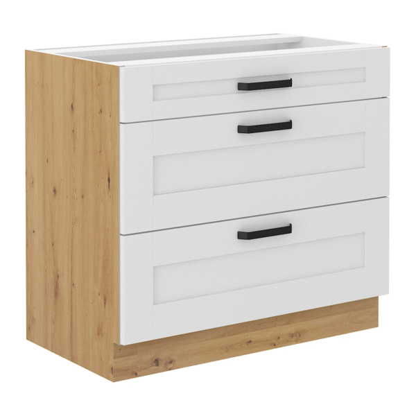 Spodná skrinka, biela/dub artisan, LULA 80 D 3S BB