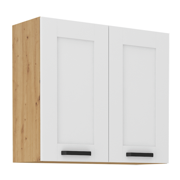 Horná skrinka, biela/dub artisan, LULA 80 G-72 2 F