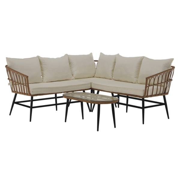 Záhradný ratanový set, prírodná/béžová/čierna, ARALY