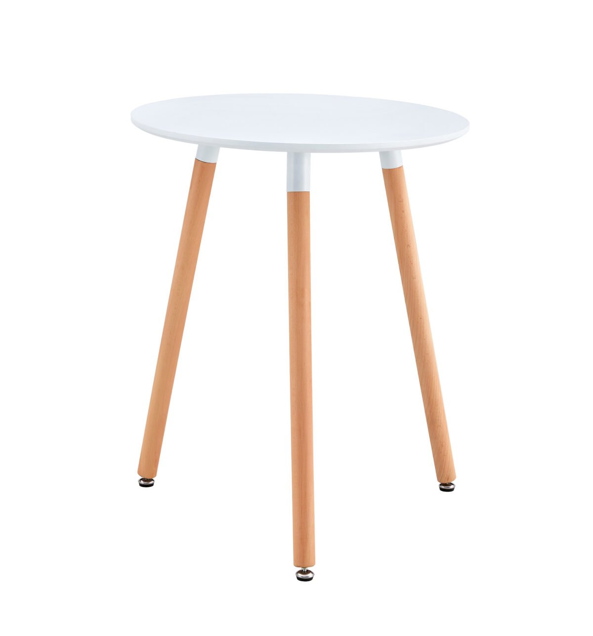 Jedálenský stôl, biela/buk, priemer 60 cm, ELCAN NEW TYP 1