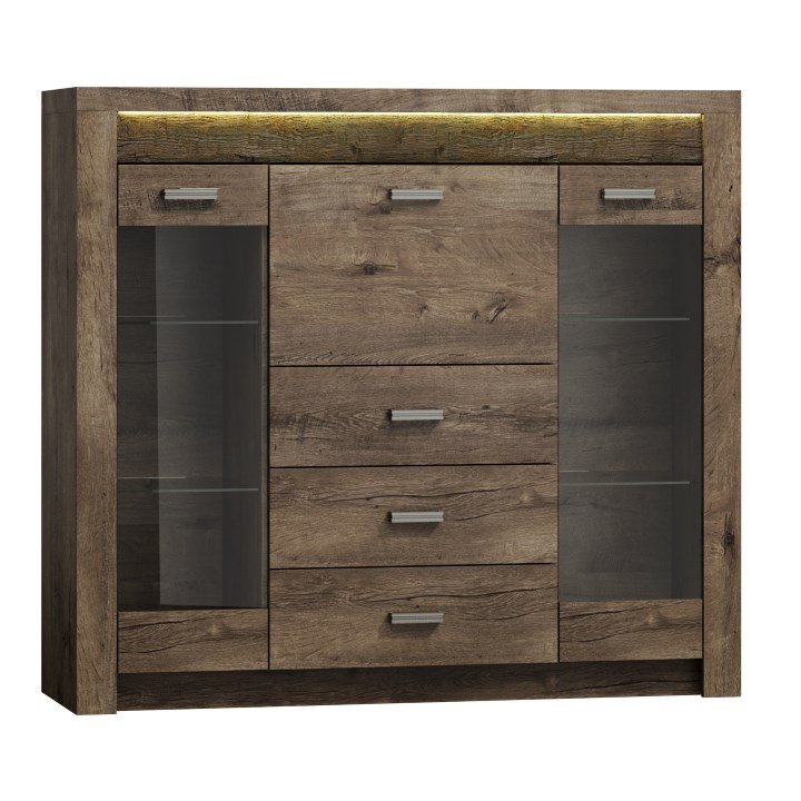 Komoda s vitrínami, jaseň tmavý, INFINITY 08