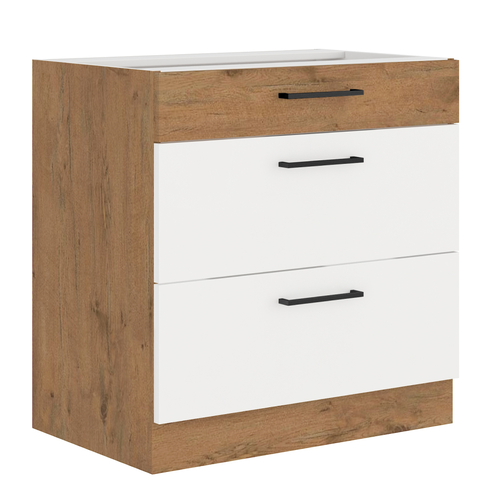 Spodná skrinka, biela extra vysoký lesk HG/dub lancelot, VEGA D80 3S BB