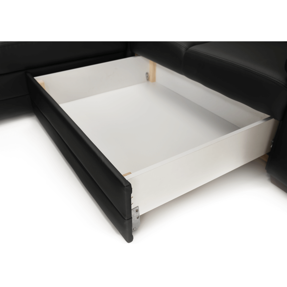 Sedacia súprava v tvare U, ekokoža čierna, ľavá, BITER U – Obrázok 10