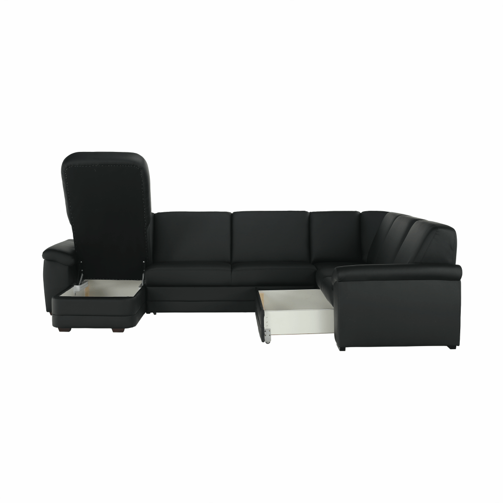 Sedacia súprava v tvare U, ekokoža čierna, ľavá, BITER U – Obrázok 6