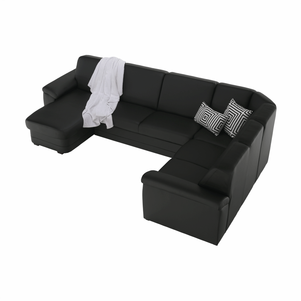 Sedacia súprava v tvare U, ekokoža čierna, ľavá, BITER U – Obrázok 5