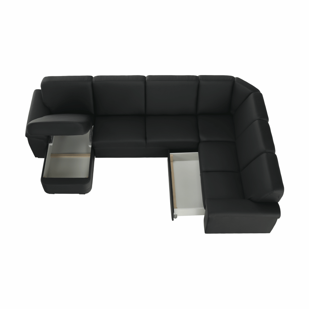 Sedacia súprava v tvare U, ekokoža čierna, ľavá, BITER U – Obrázok 8