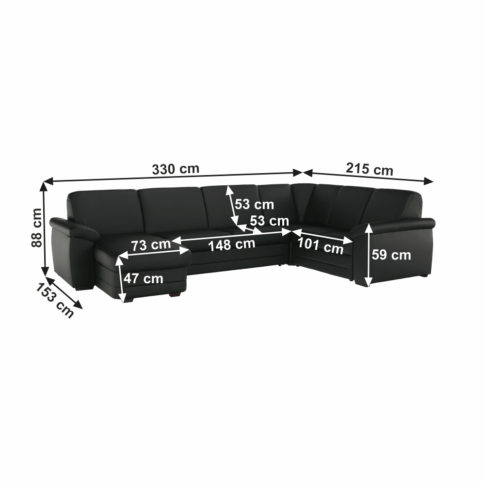 Sedacia súprava v tvare U, ekokoža čierna, ľavá, BITER U – Obrázok 9