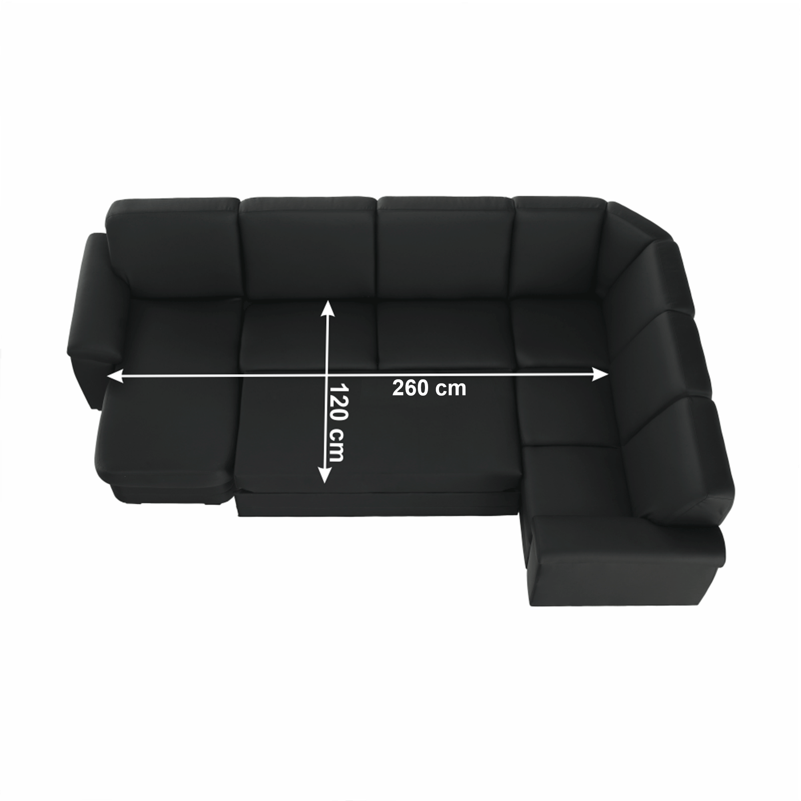 Sedacia súprava v tvare U, ekokoža čierna, ľavá, BITER U – Obrázok 3