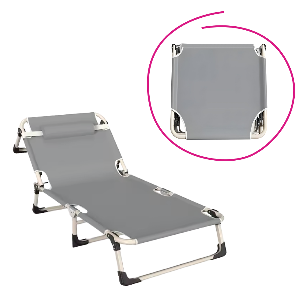 Záhradné lehátko, sivá/béžová, BOVRY