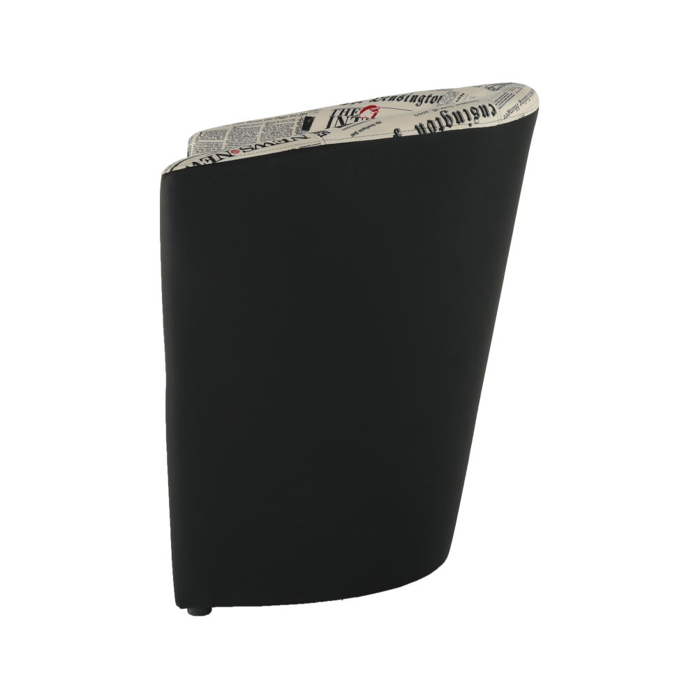 Klubové kreslo, ekokoža čierna/látka vzor novín, CUBA – Obrázok 8