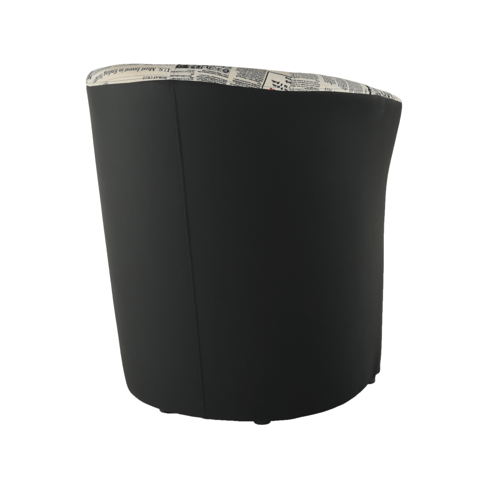 Klubové kreslo, ekokoža čierna/látka vzor novín, CUBA – Obrázok 10