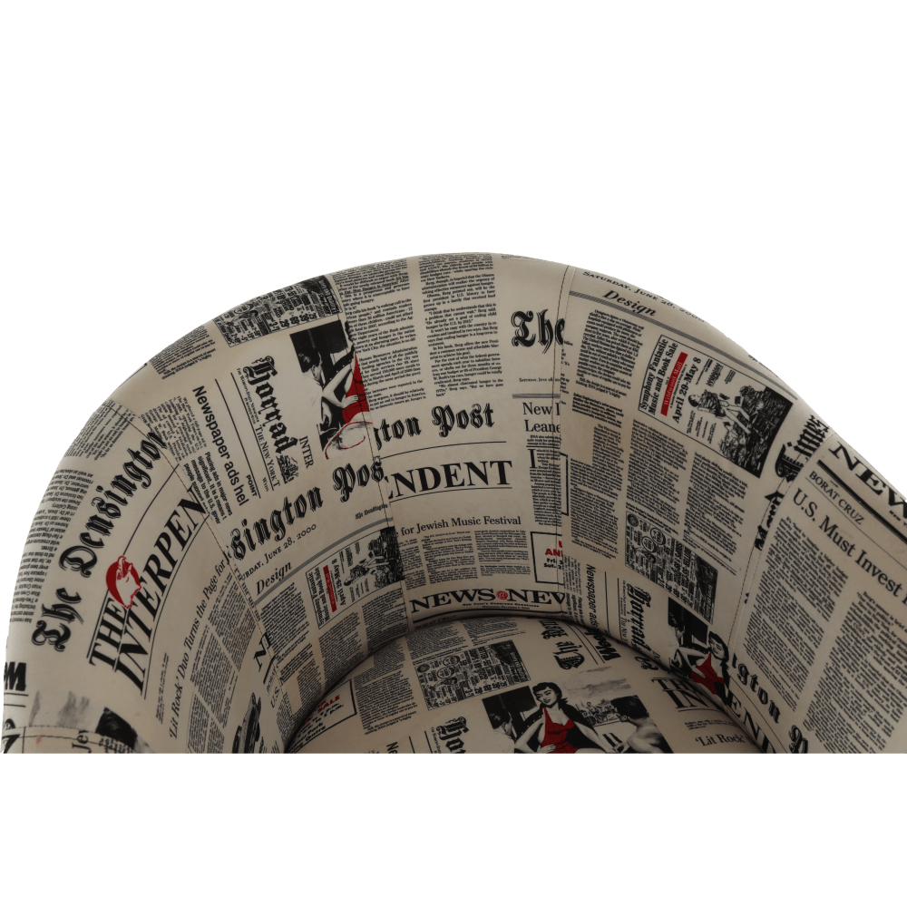 Klubové kreslo, ekokoža čierna/látka vzor novín, CUBA – Obrázok 17