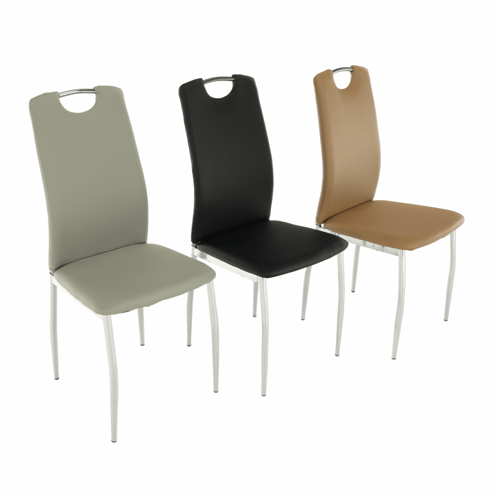 Jedálenská stolička, ekokoža čierna/chróm, ERVINA – Obrázok 17