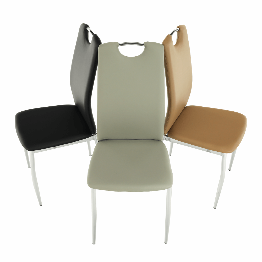 Jedálenská stolička, ekokoža čierna/chróm, ERVINA – Obrázok 18