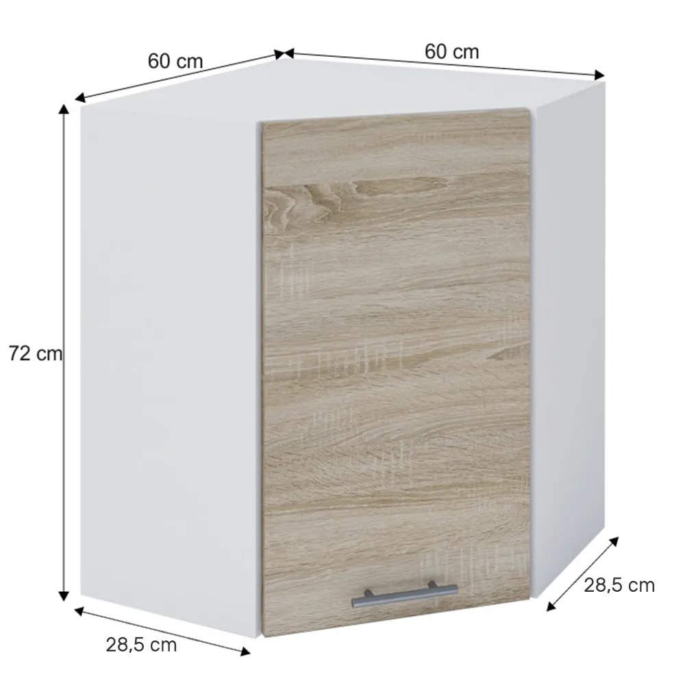 Horná rohová skrinka, dub sonoma/biela, pravá, FABIANA W - 60N – Obrázok 4