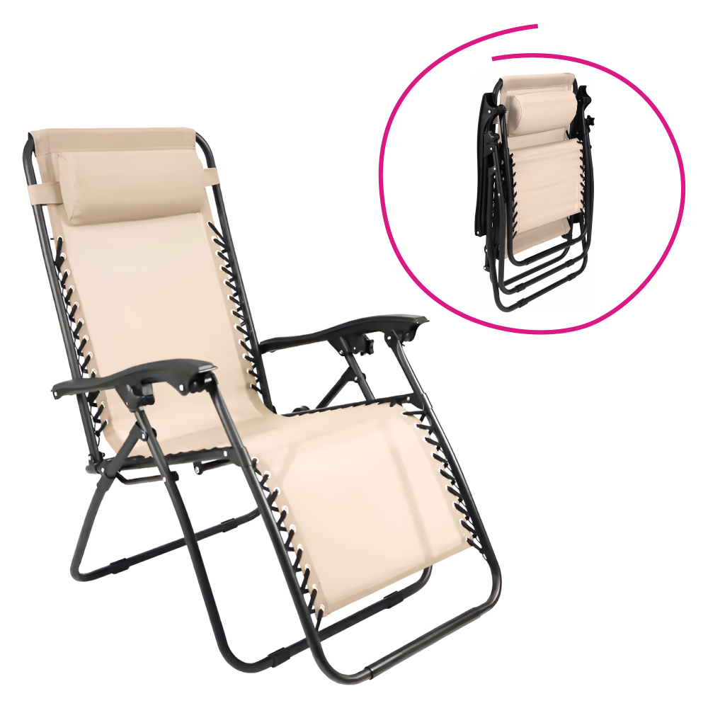 Záhradné polohovacie kreslo, béžová, GERALD NEW