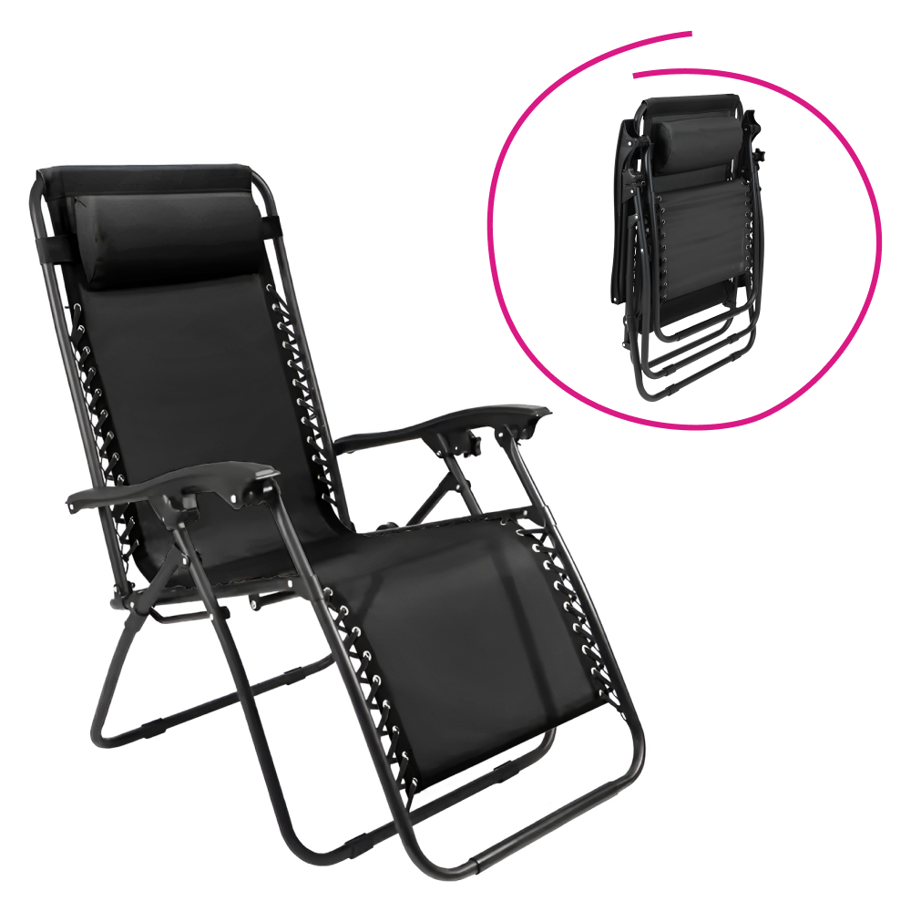 Záhradné polohovacie kreslo, čierna, GERALD NEW