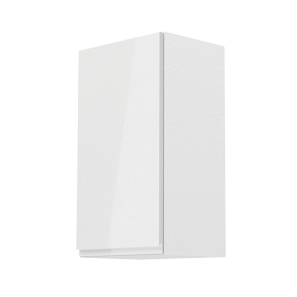 Horná skrinka, biela/biely extra vysoký lesk, ľavá, AURORA G40