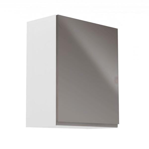 Horná skrinka, biela/sivý extra vysoký lesk, pravá, AURORA G601F