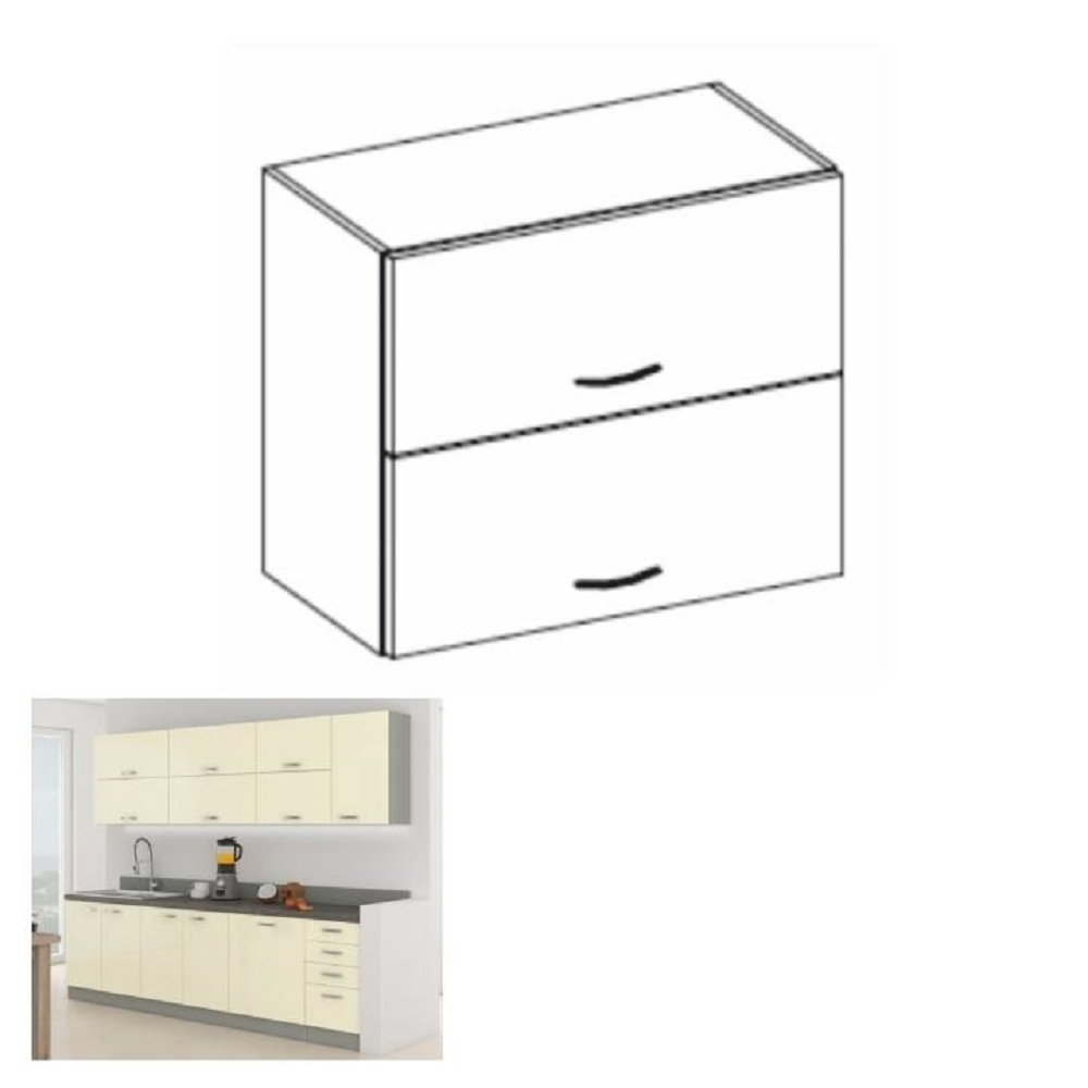 Skrinka horná, krémová vysoký lesk/sivá, PRADO 80 GU-72 – Obrázok 2