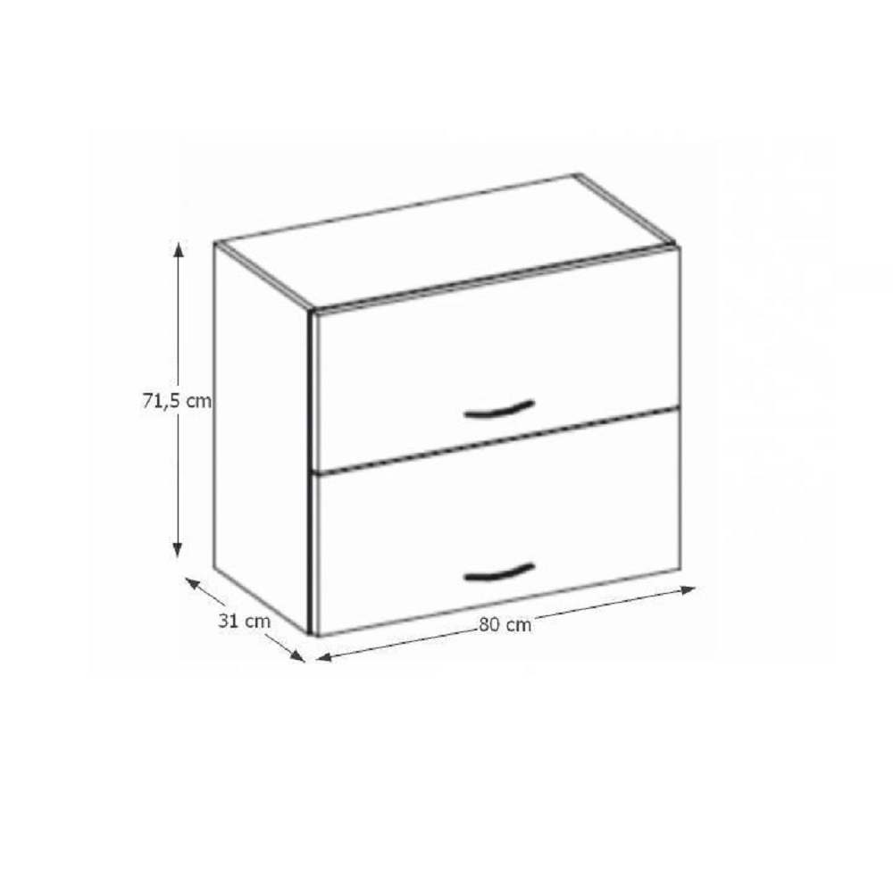 Skrinka horná, krémová vysoký lesk/sivá, PRADO 80 GU-72 – Obrázok 3