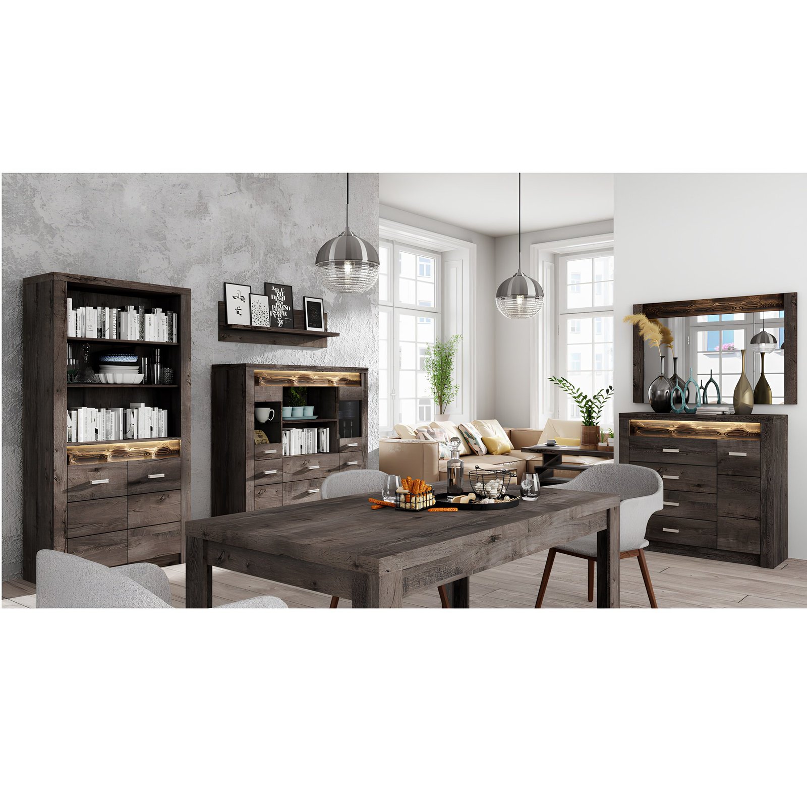 Komoda s vitrínami, jaseň tmavý, INFINITY 08 – Obrázok 4