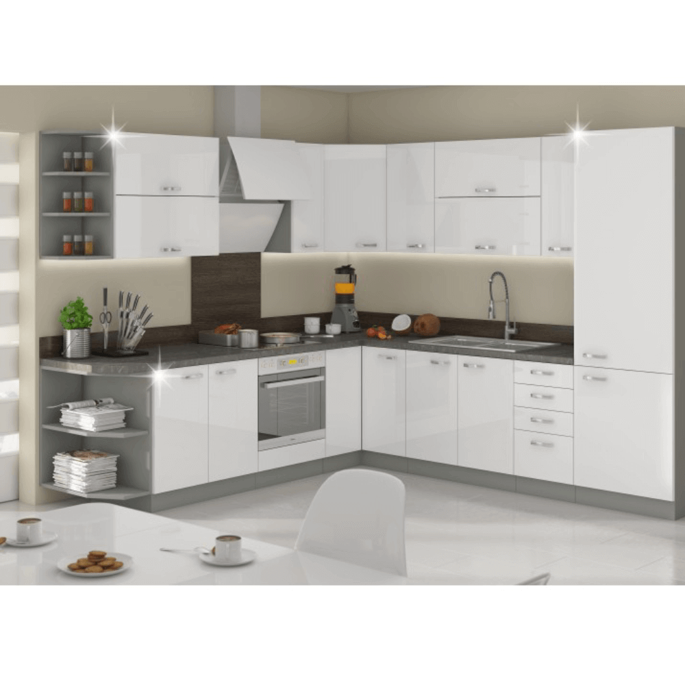 Skrinka dolná drezová, biela vysoký lesk, PRADO 80 ZL 2F BB – Obrázok 4