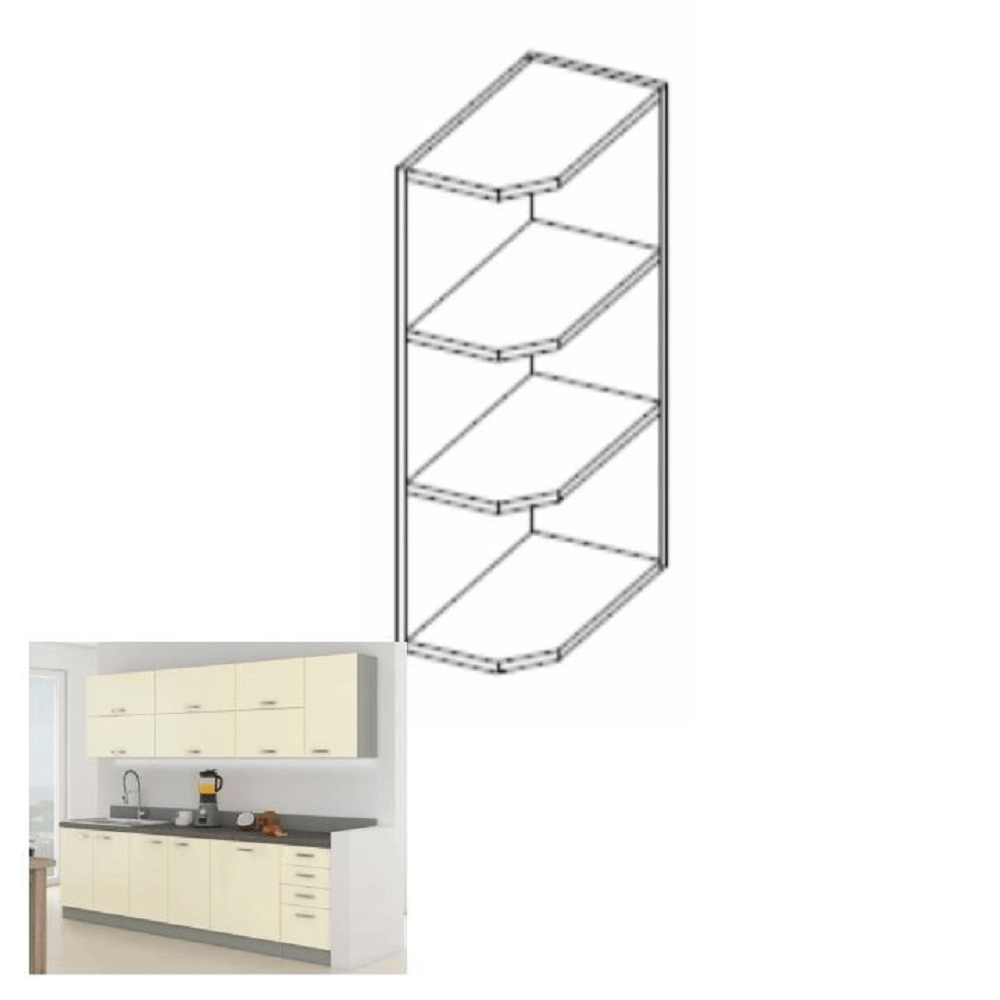 Rohová skrinka s policami, horná, sivá, PRADO 30 G ZAK-72 – Obrázok 4