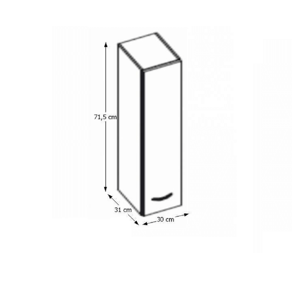 Skrinka horná, biela vysoký lesk, PRADO 30 G-72 – Obrázok 3