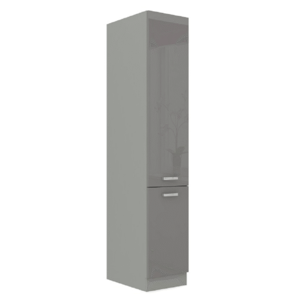 Vysoká dvojdverová skrinka, sivá vysoký lesk/sivá, PRADO 40 DK-210