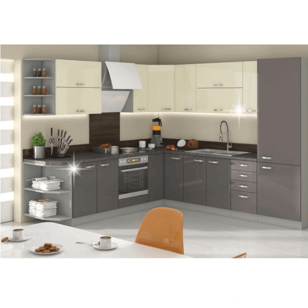 Skrinka dolná drezová, sivá vysoký lesk, PRADO 80 ZL 2F BB – Obrázok 4