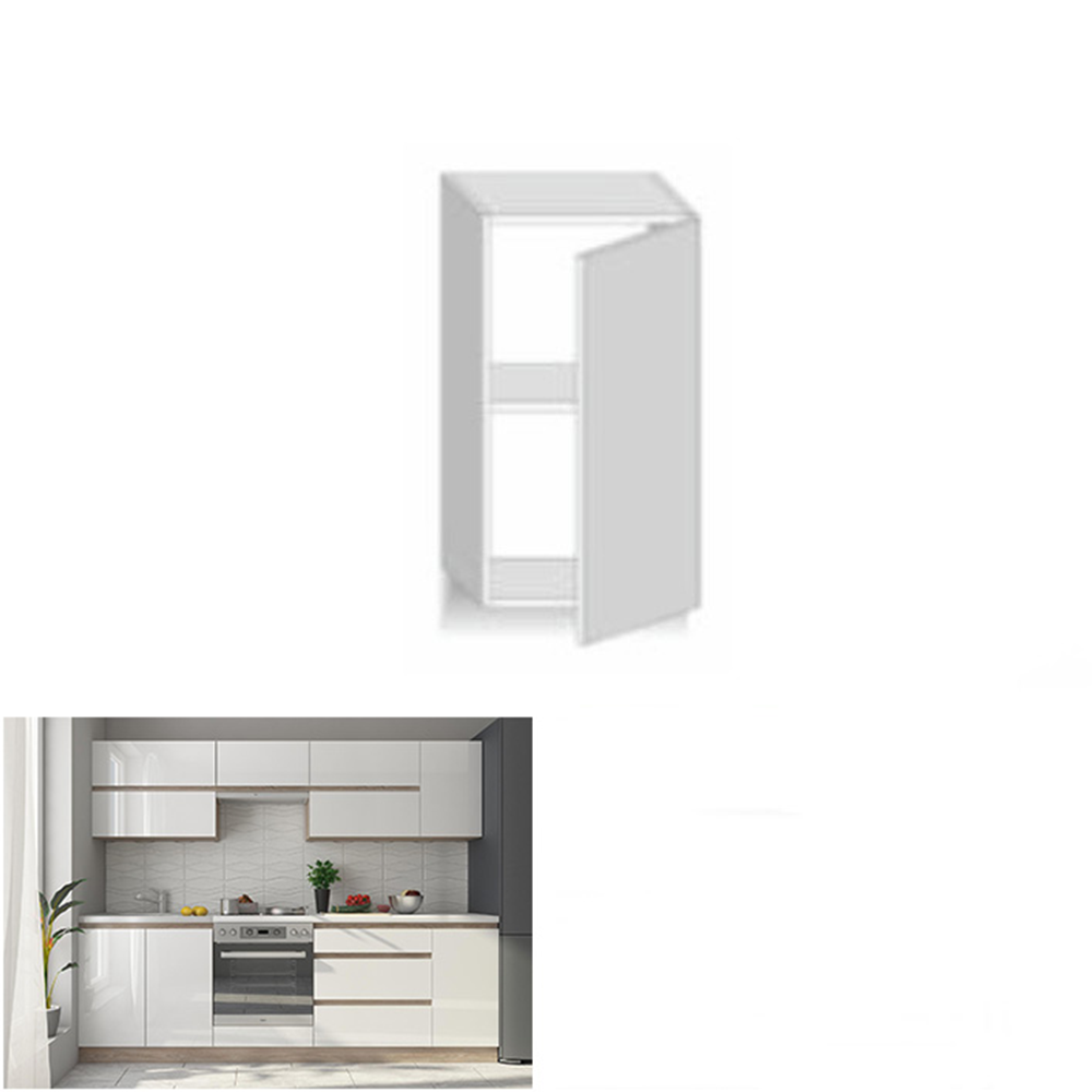 Skrinka horná G 30, vysoký biely lesk/dub sonoma, pravá, LINE – Obrázok 3