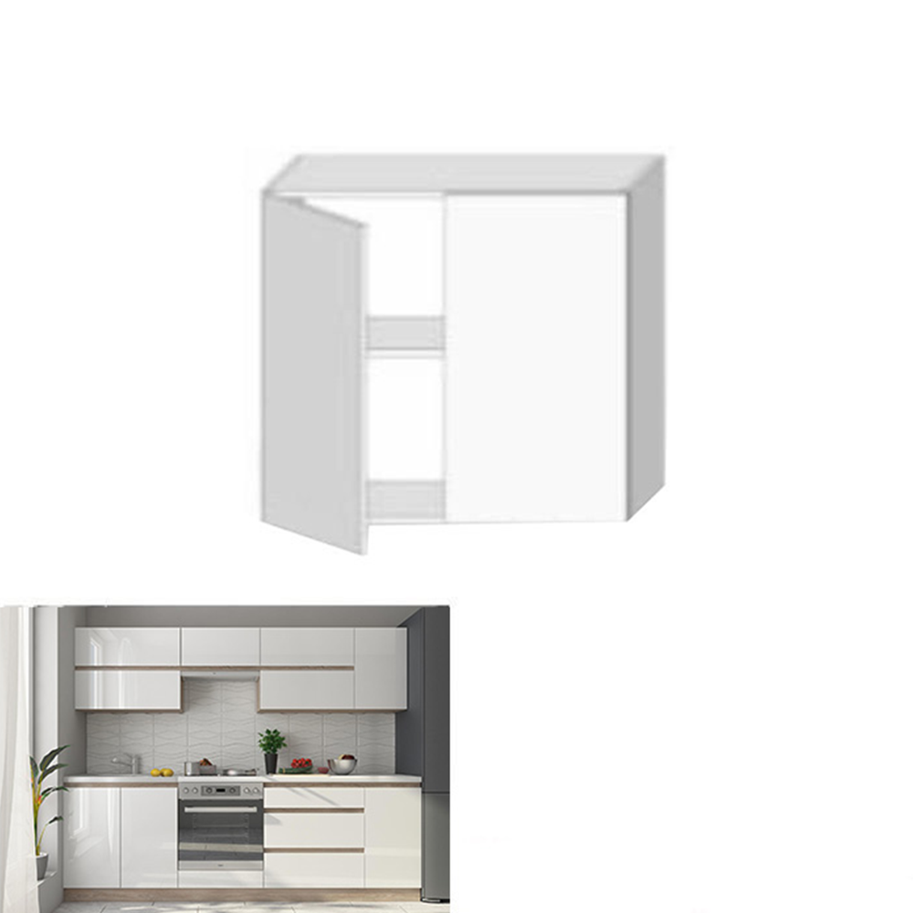 Horná skrinka G 80, vysoký biely lesk/dub sonoma, LINE – Obrázok 3