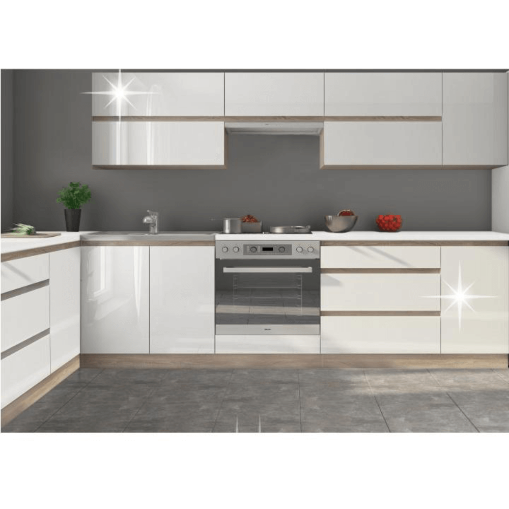 Horná skrinka G 80, vysoký biely lesk/dub sonoma, LINE – Obrázok 4