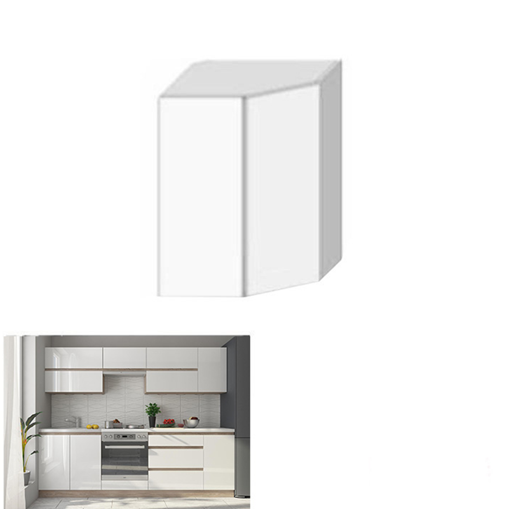 Skrinka horná GR, vysoký biely lesk/dub sonoma, LINE – Obrázok 3