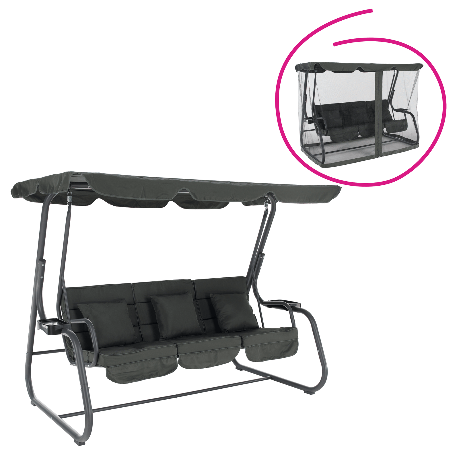 Záhradná hojdačka, tmavosivá, MIJA