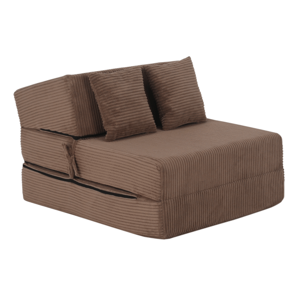 Skladací matrac/kreslo, 2v1, svetlohnedá, PELOS