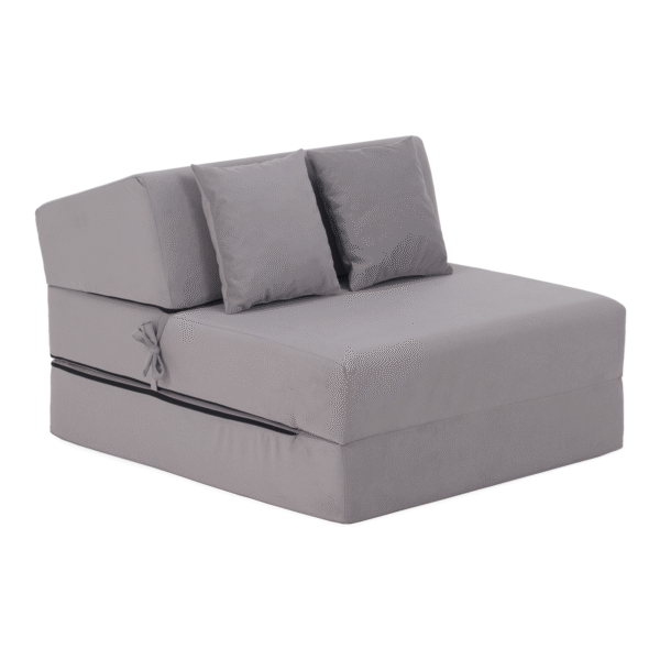 Skladací matrac/kreslo, 2v1, svetlosivá, PELOS