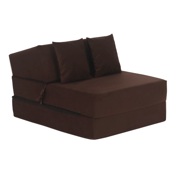 Skladací matrac/kreslo, 2v1, hnedá, PELOS