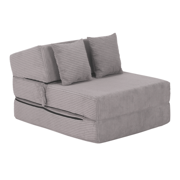 Skladací matrac/kreslo, 2v1, sivá, PELOS