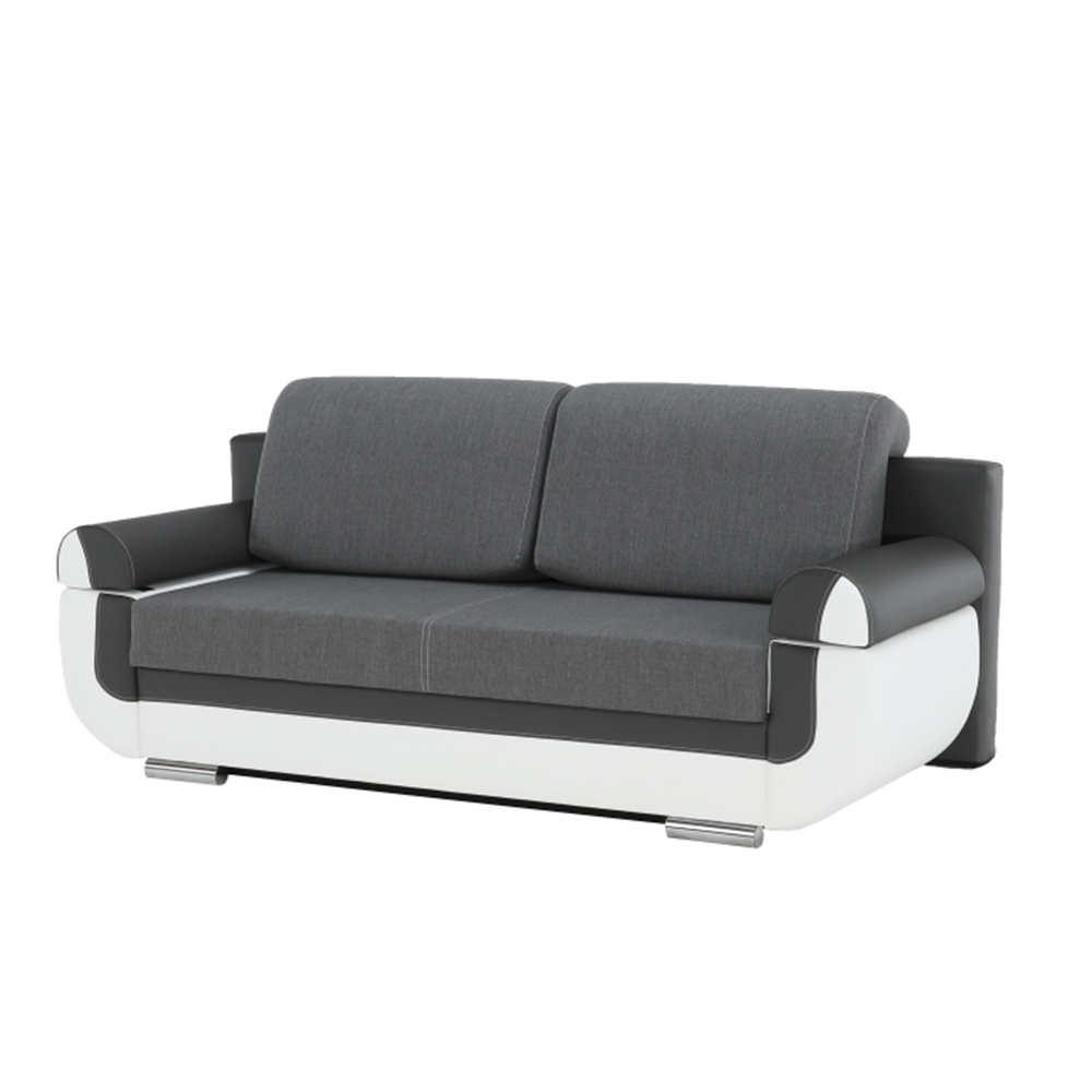 Pohovka, ekokoža biela+sivá/látka sivá, KARDYN – Obrázok 4