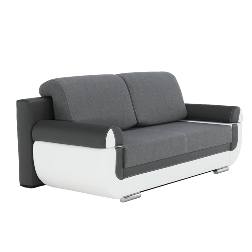 Pohovka, ekokoža biela+sivá/látka sivá, KARDYN – Obrázok 5