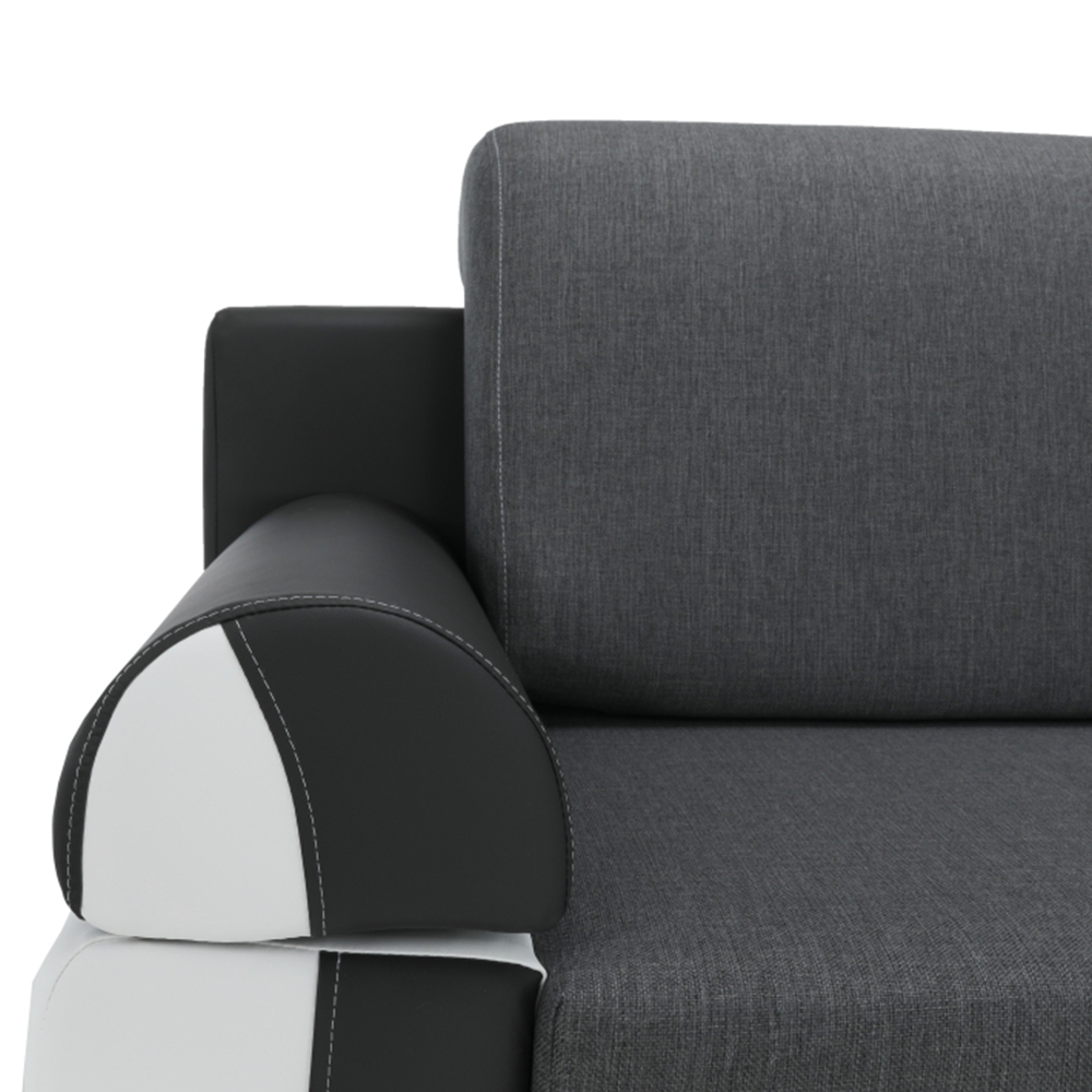 Pohovka, ekokoža biela+sivá/látka sivá, KARDYN – Obrázok 7