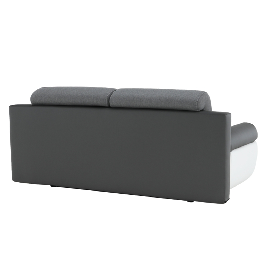 Pohovka, ekokoža biela+sivá/látka sivá, KARDYN – Obrázok 11