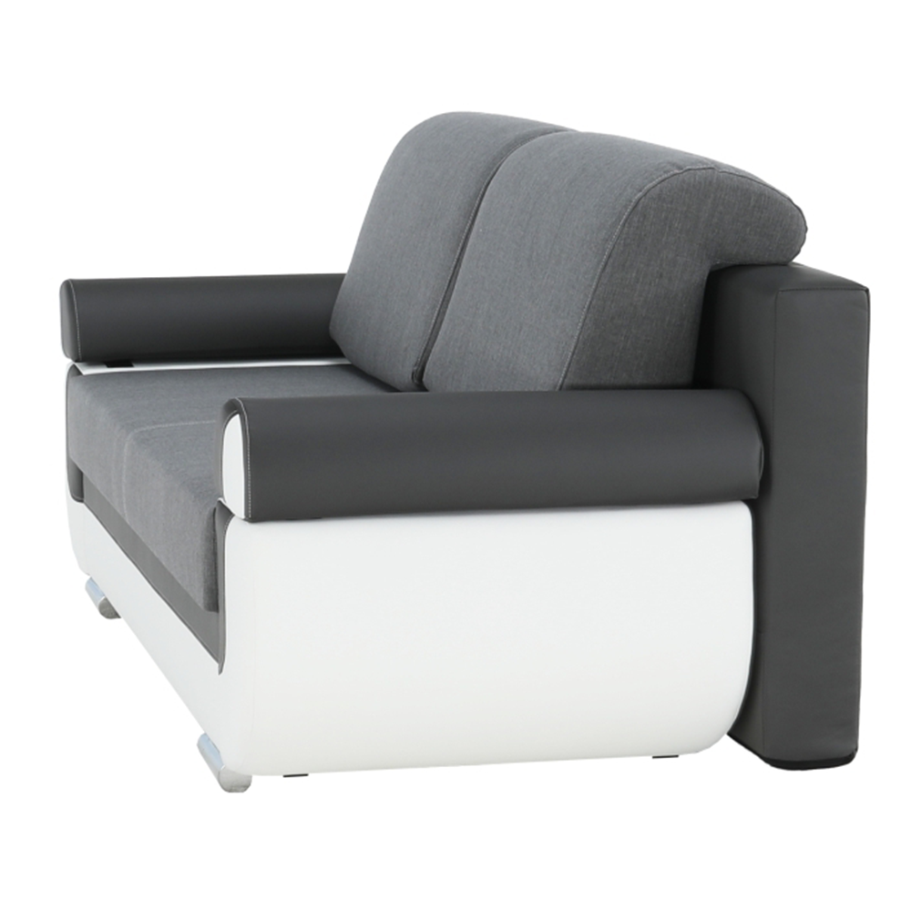 Pohovka, ekokoža biela+sivá/látka sivá, KARDYN – Obrázok 13