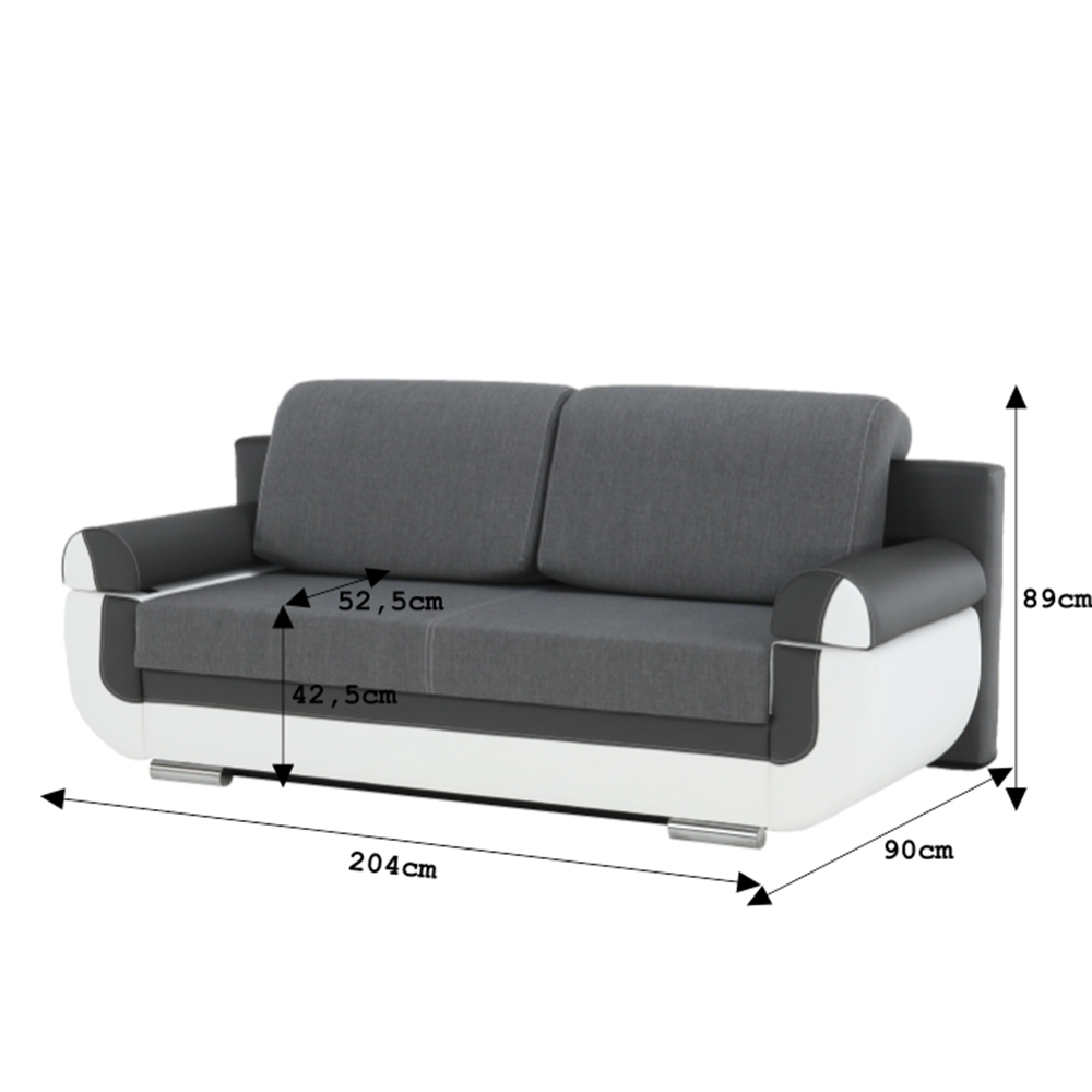 Pohovka, ekokoža biela+sivá/látka sivá, KARDYN – Obrázok 16