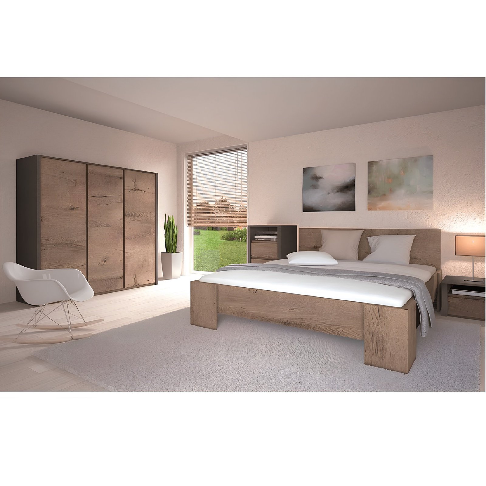 Posteľ, dub lefkas tmavý, 160x200, MONTANA L1 – Obrázok 3