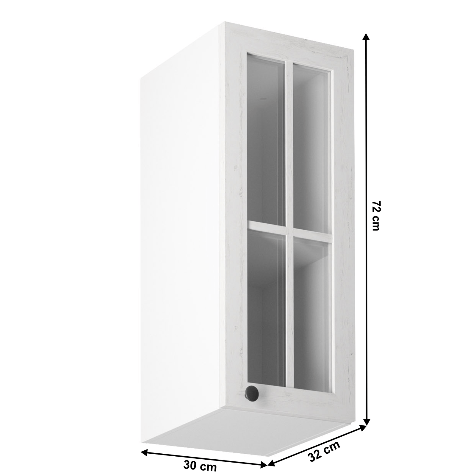 Horná skrinka so sklom G30S, pravá, biela/sosna andersen, PROVANCE – Obrázok 4