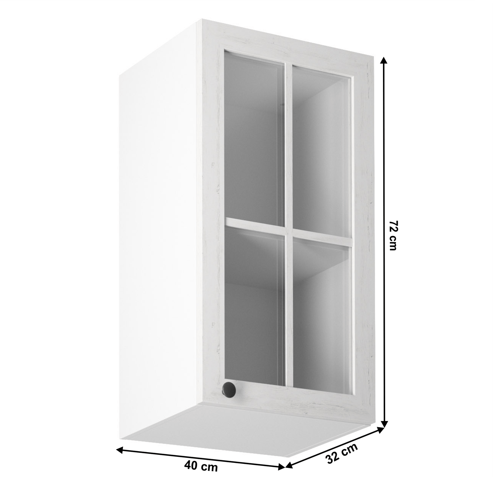 Horná skrinka so sklom G40S, pravá, biela/sosna andersen, PROVANCE – Obrázok 4