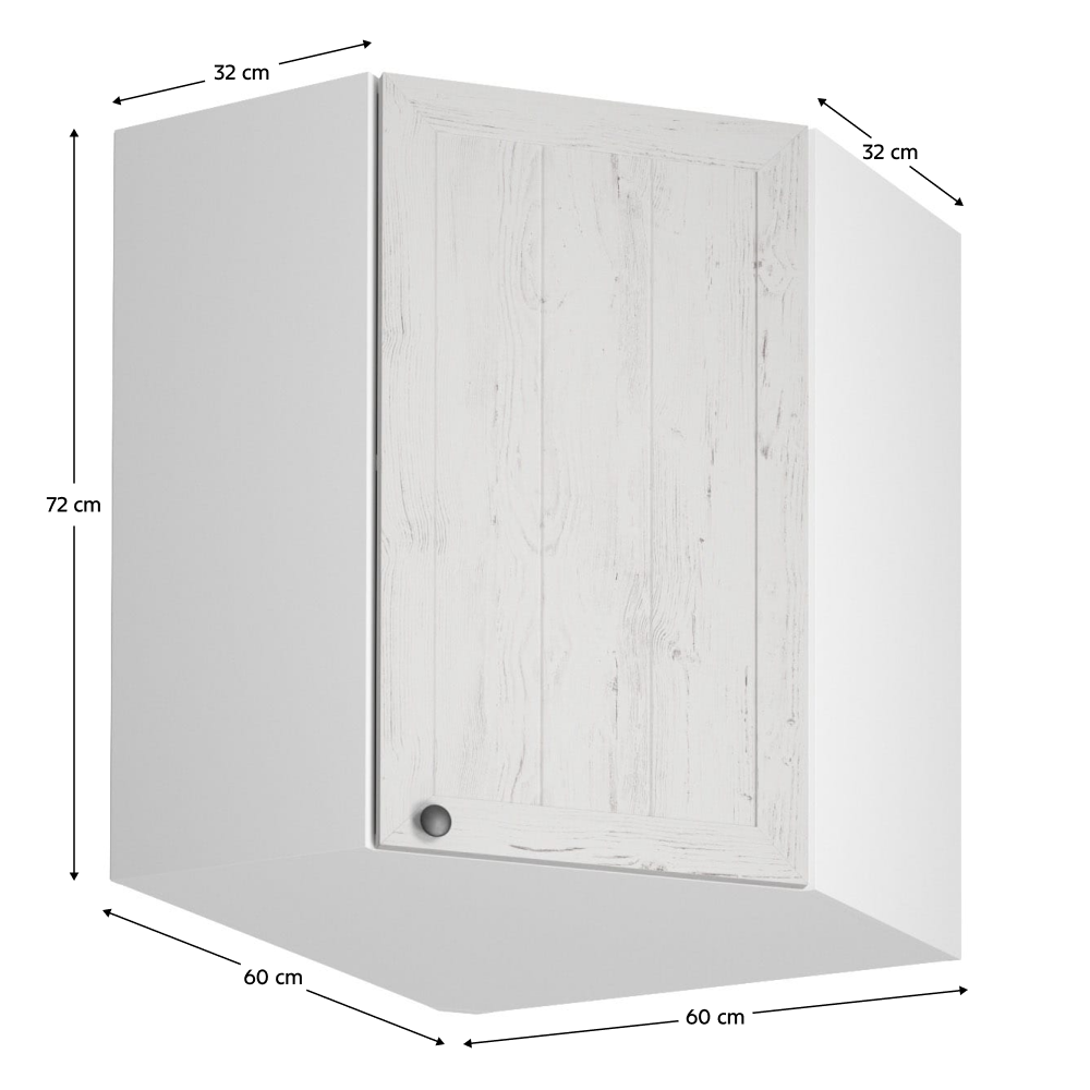Horná rohová skrinka G60N, biela/sosna andersen, pravá, PROVANCE – Obrázok 4